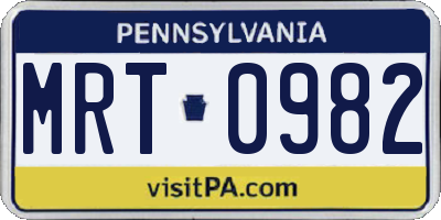 PA license plate MRT0982