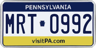 PA license plate MRT0992