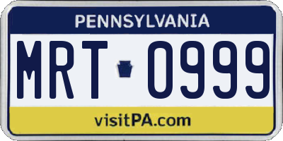 PA license plate MRT0999