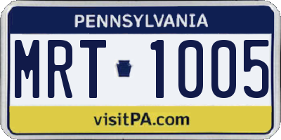 PA license plate MRT1005