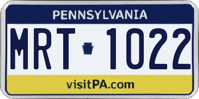 PA license plate MRT1022