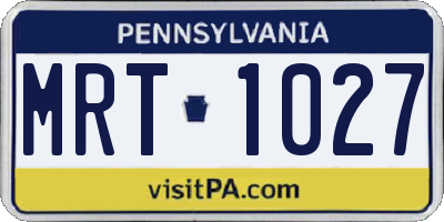 PA license plate MRT1027