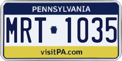 PA license plate MRT1035