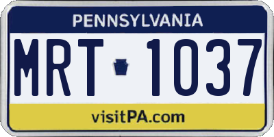 PA license plate MRT1037