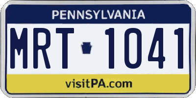PA license plate MRT1041
