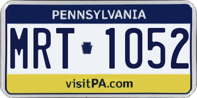 PA license plate MRT1052