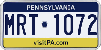 PA license plate MRT1072
