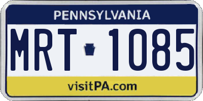 PA license plate MRT1085