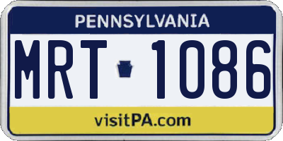 PA license plate MRT1086