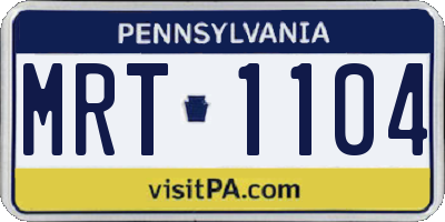 PA license plate MRT1104