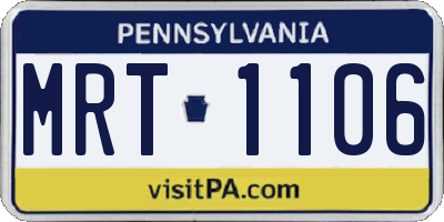 PA license plate MRT1106