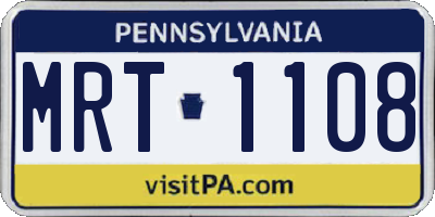 PA license plate MRT1108