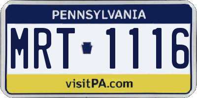 PA license plate MRT1116