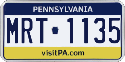 PA license plate MRT1135