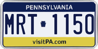 PA license plate MRT1150