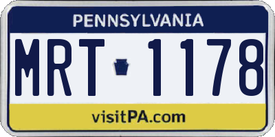 PA license plate MRT1178