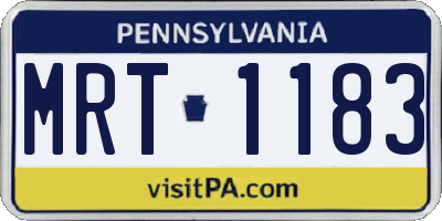 PA license plate MRT1183