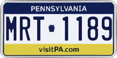 PA license plate MRT1189