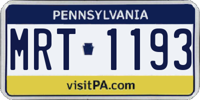 PA license plate MRT1193