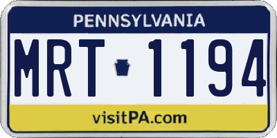 PA license plate MRT1194