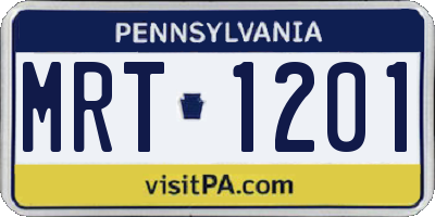 PA license plate MRT1201
