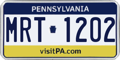 PA license plate MRT1202