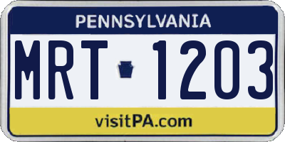 PA license plate MRT1203