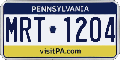 PA license plate MRT1204