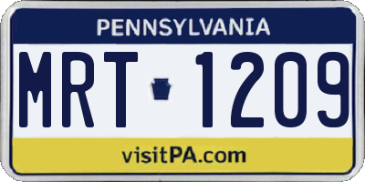 PA license plate MRT1209