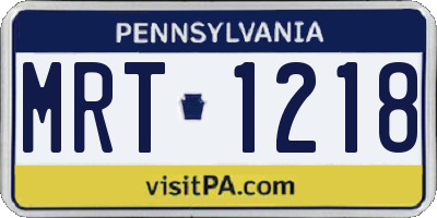 PA license plate MRT1218