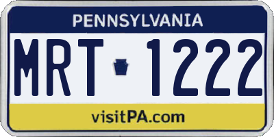 PA license plate MRT1222