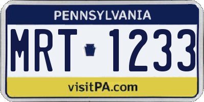 PA license plate MRT1233