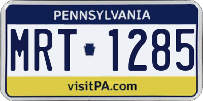 PA license plate MRT1285