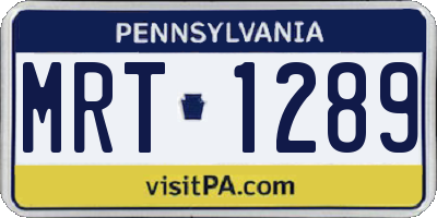 PA license plate MRT1289