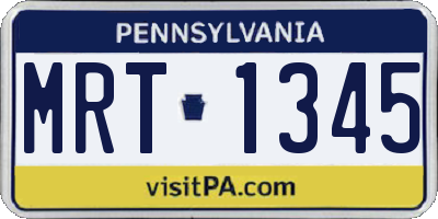 PA license plate MRT1345