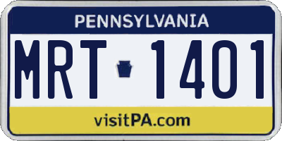 PA license plate MRT1401