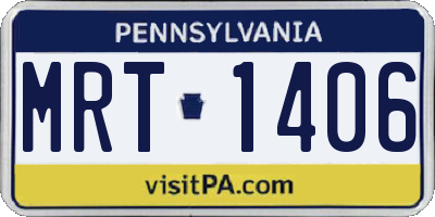 PA license plate MRT1406
