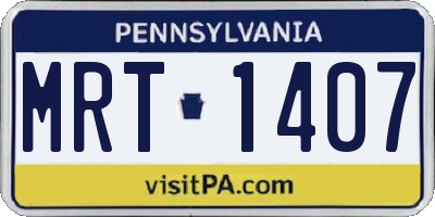 PA license plate MRT1407