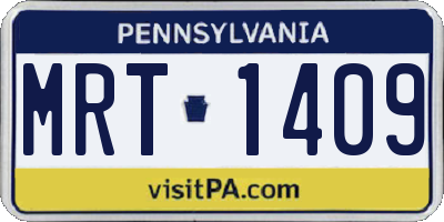 PA license plate MRT1409