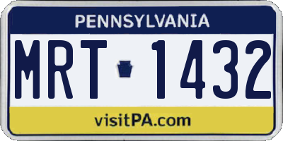 PA license plate MRT1432