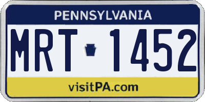 PA license plate MRT1452