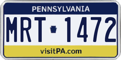 PA license plate MRT1472