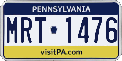 PA license plate MRT1476