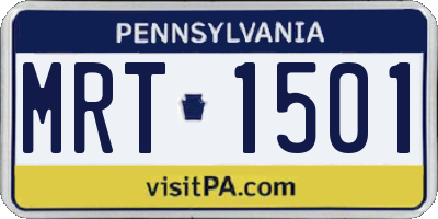 PA license plate MRT1501