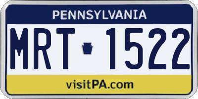 PA license plate MRT1522