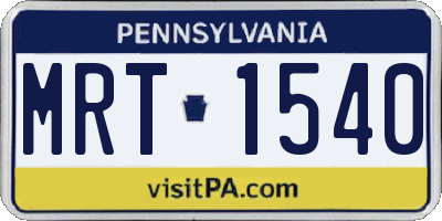 PA license plate MRT1540