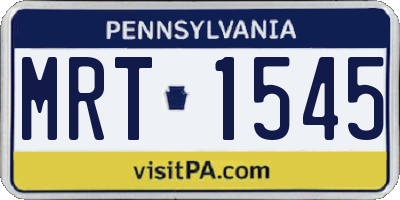 PA license plate MRT1545