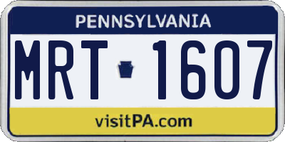 PA license plate MRT1607
