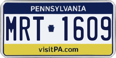 PA license plate MRT1609