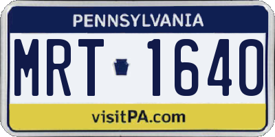 PA license plate MRT1640